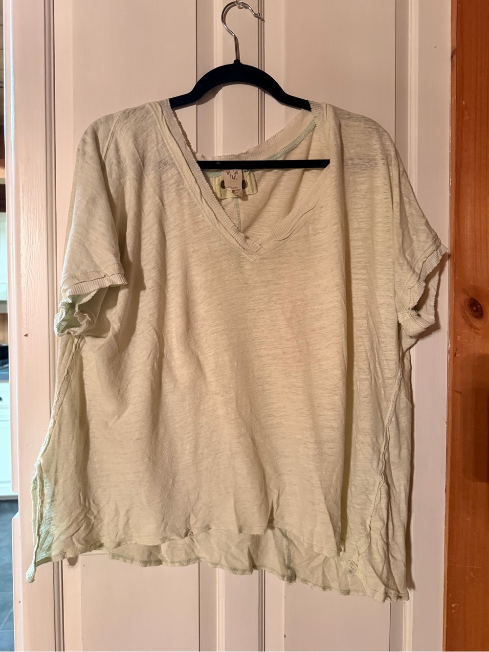 We The Free Pale Green V-Neck Short Sleeve Top